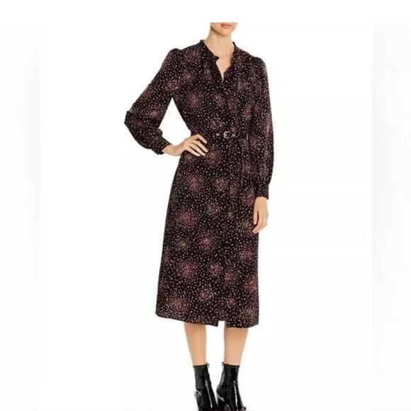 Kate Spade Disco Dots Ruffle Shirt Dress Black Size 4 - Picture 1 of 14